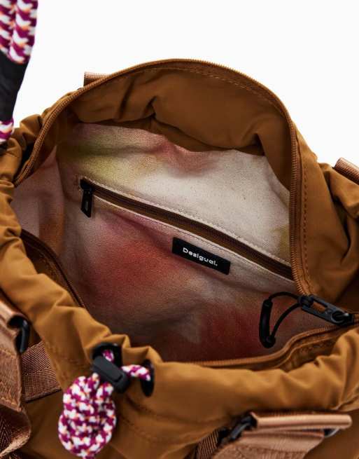 Desigual - Zaino multiposizione marrone con coulisse, 4 di 4