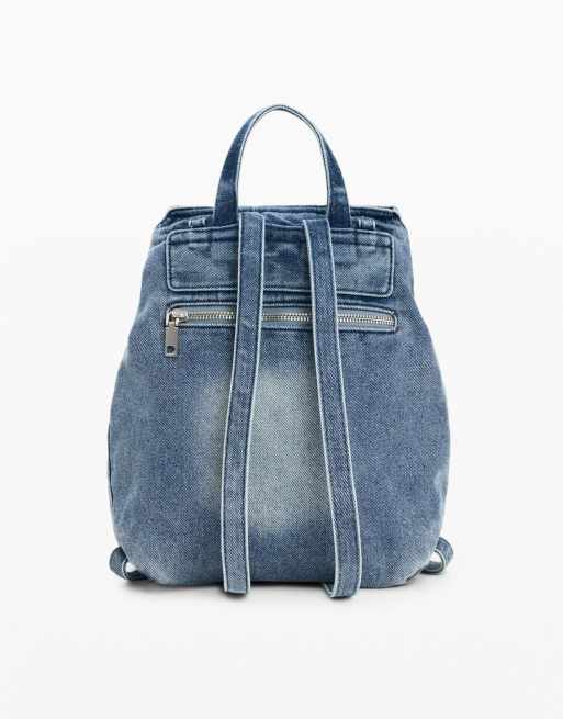 Desigual - Zaino piccolo in denim blu con charms, 2 di 4