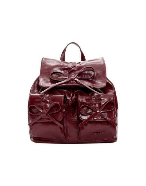 Desigual - Zaino piccolo lucido rosso con fiocco - view 1