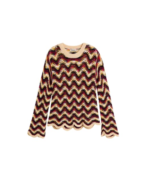 Desigual Zigzag crochet sweater in multi, 4 of 4