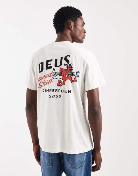 Deus Ex Machina 100% cotton t-shirt with logo back print in white - view 1