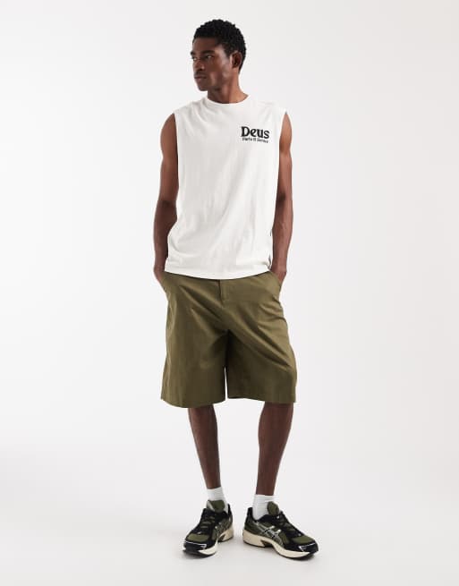 Deus Ex Machina 100% cotton vest with back print logo motif in white, 2 of 5