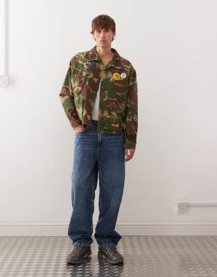 Deus Ex Machina Ahmisa Vintage Camo Jacket With Placement Embroidery And Pins-blue In Multi