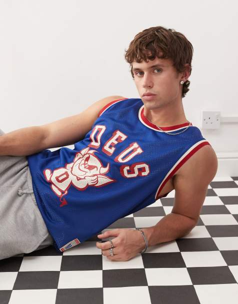Deus Ex Machina Back and Forth graphic singlet in blue - view 1