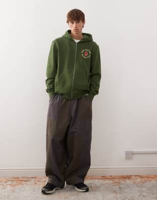Deus Ex Machina Basto Zip Up Hoodie In Green
