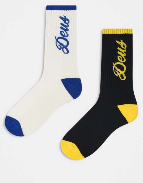 Deus Ex Machina Bossley 2 pack socks in black and white - view 1