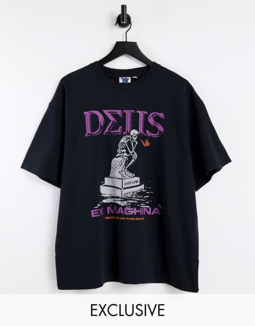 Deus Ex Machina brain power heavyweight back print t-shirt in black  exclusive to ASOS