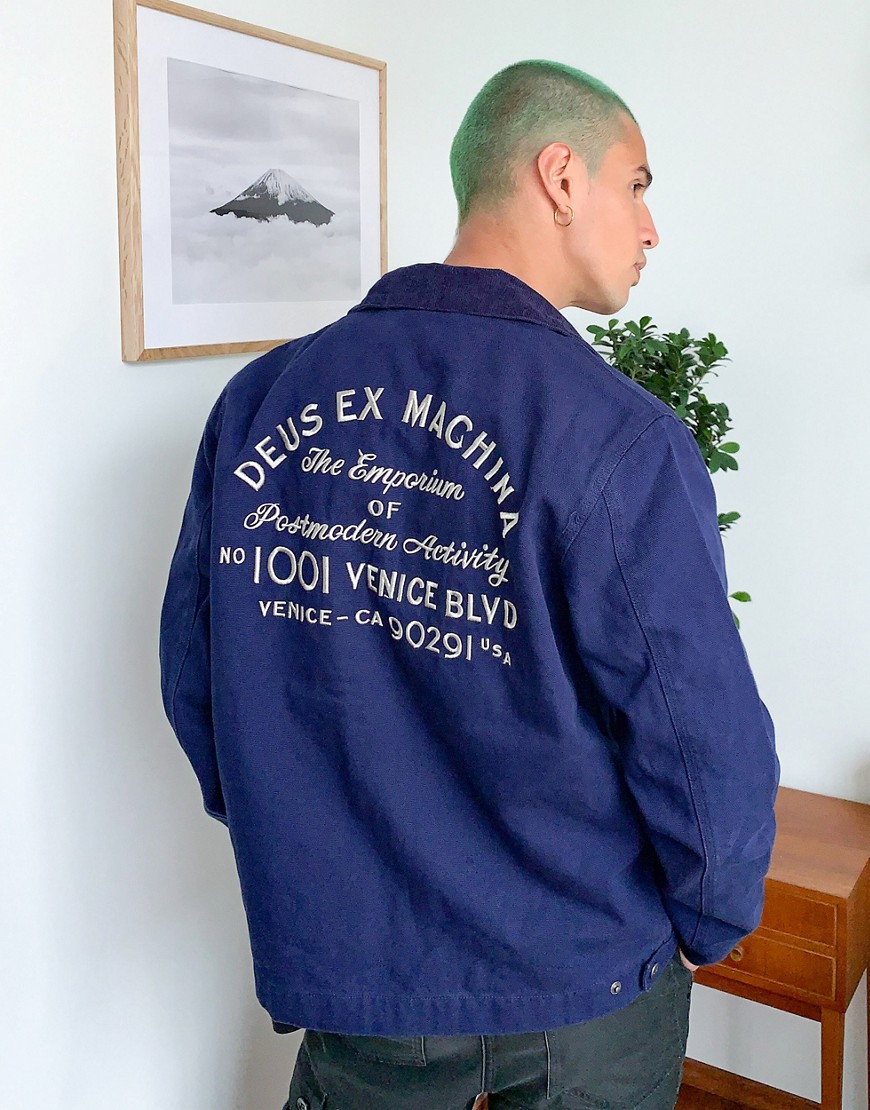 Deus Ex Machina branded workwear jacket in navy