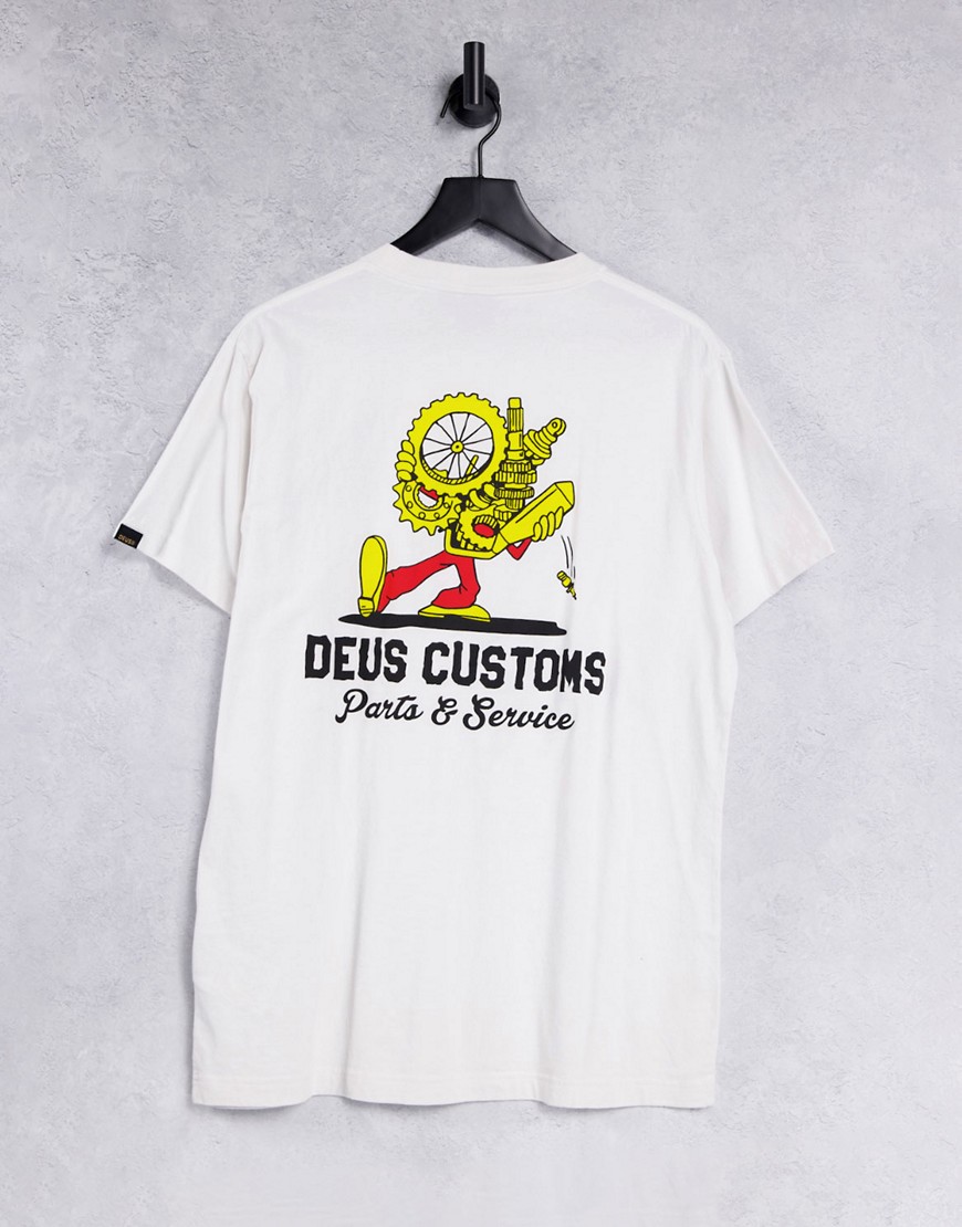 Deus Ex Machina bush mechanics t-shirt with back print in white