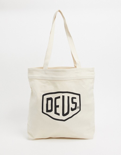 Deus Ex Machina Classics logo tote bag in white