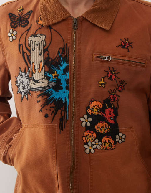Deus Ex Machina - Collective Improv - Utility jack in bruin met borduursels, 3 van 5
