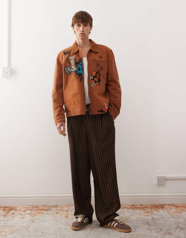 Deus Ex Machina collective improv worker jacket in brown with all