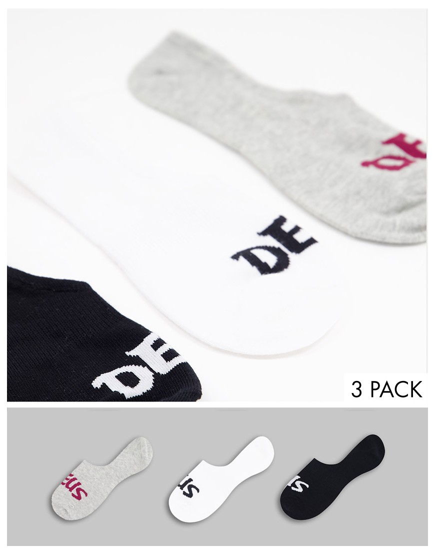 Deus Ex Machina curvy sneakers socks with logo in multi 3 packs