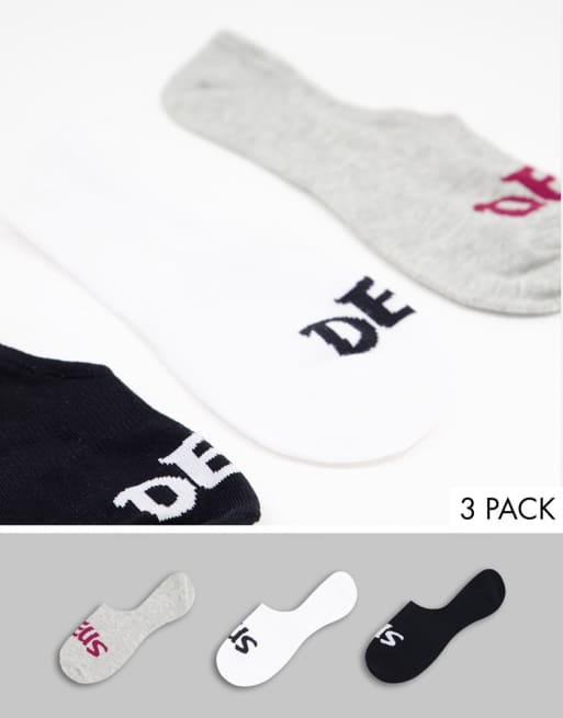 Deus Ex Machina curvy trainer socks with logo in multi 3 pack