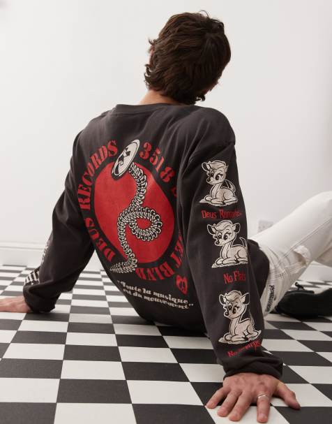Deus Ex Machina dancing ghost graphic long sleeve t-shirt in grey - view 1