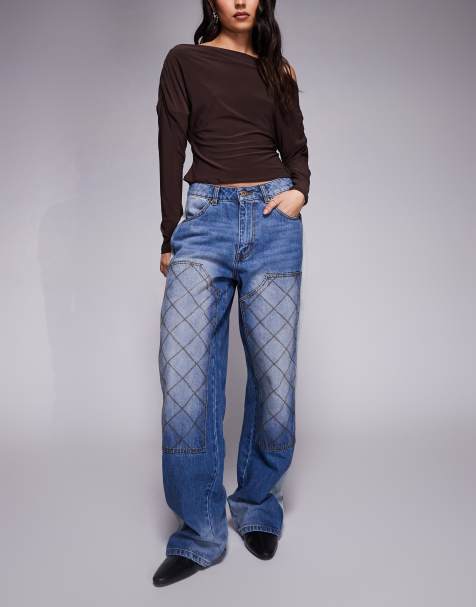 Deus Ex Machina dayton double knee denim jeans in midwash blue