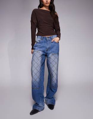 Deus Ex Machina - Dayton - Jeans in verwaschenem Mittelblau mit doppelter Stofflage an den Knien