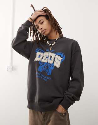 Deus Ex Machina Fight Or Flight Sweatshirt In Washed Black