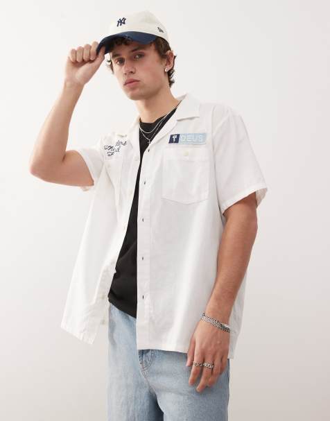 Deus Ex Machina forecourt shirt with back print logo in white