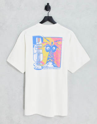 Deus Ex Machina frequency t-shirt in off white exclusive to ASOS