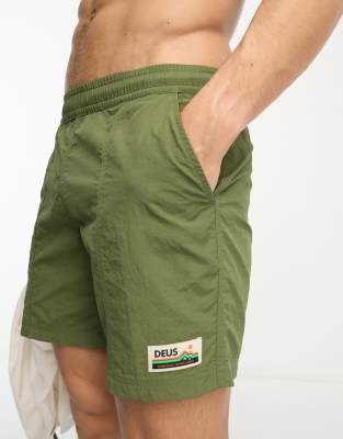 Deus Ex Machina Glide Swim Shorts In Khaki-green