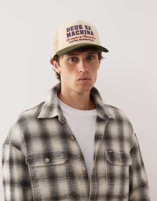 Deus Ex Machina Deus Ex Machina gumshoe cord trucker cap in beige and khaki-Multi