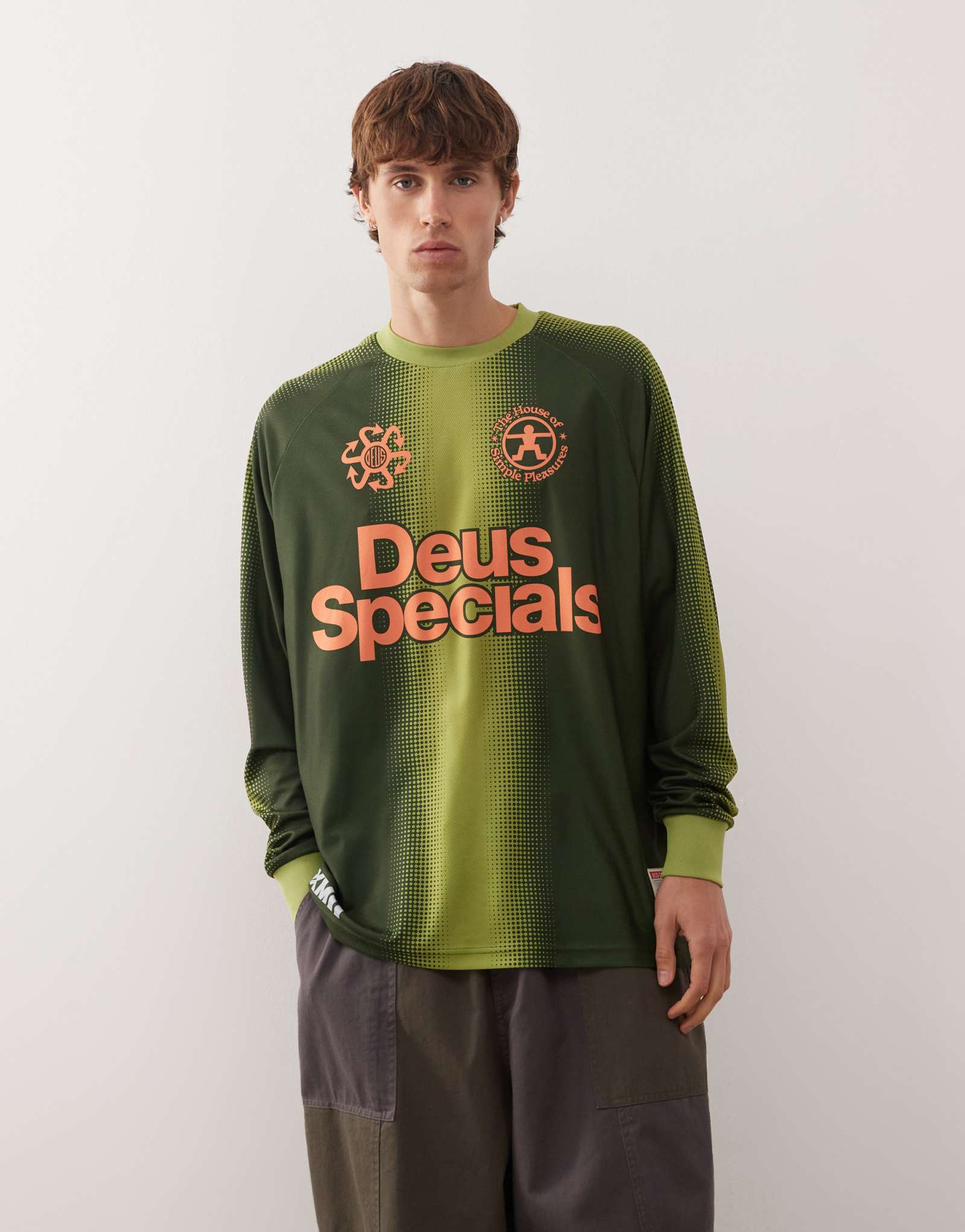 Зеленый топ из мото-джерси Deus Ex Machina hangout с длинным рукавом