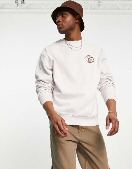 Deus Ex Machina heavyweights back print sweat in beige exclusive to ASOS