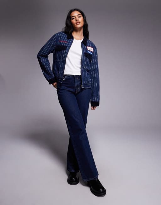 Deus Ex Machina - Lyon Indigo - Veste camionneur à rayures - Bleu marine/blanc, 2 de 4