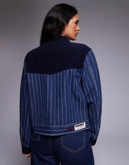 Deus Ex Machina - Lyon Indigo - Veste camionneur à rayures - Bleu marine/blanc, 4 de 4