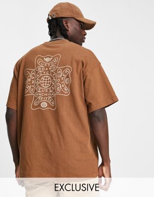 Deus Ex Machina mandala backprint heavyweight t-shirt in brown exclusive to ASOS