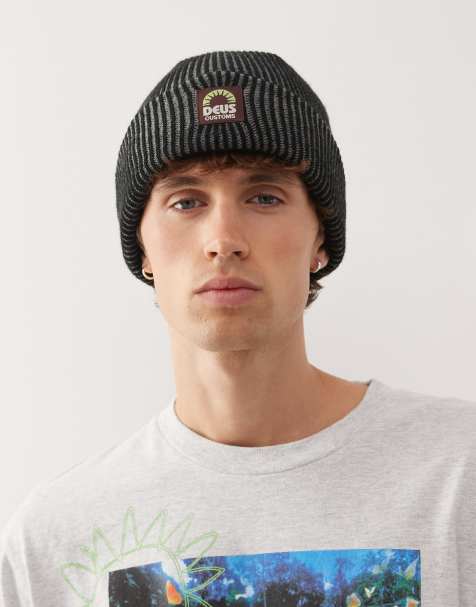 Deus Ex Machina melody two tone beanie in black - view 1