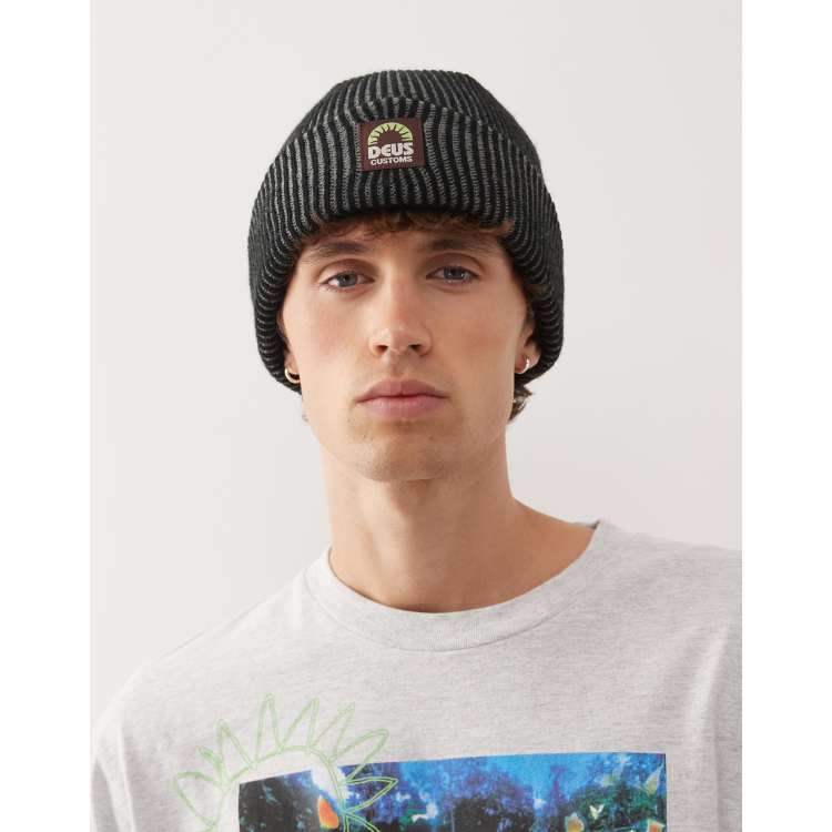 Deus Ex Machina melody two tone beanie in black | ASOS