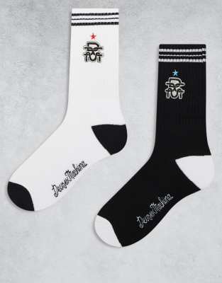 Deus Ex Machina - Moonshine - 2er-Pack Socken in Schwarz und Weiß-Bunt