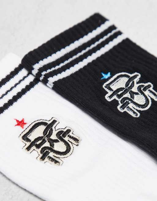 Deus Ex Machina - Moonshine - Lot de 2 paires de chaussettes - Noir et blanc, 2 de 3
