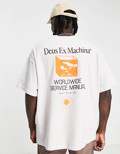 Men Deus Ex Machina nimbus backprint heavyweight t-shirt in beige exclusive to  