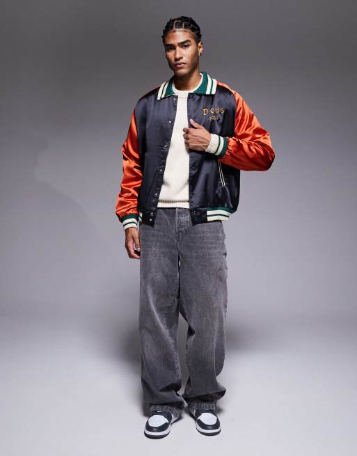 Deus Ex Machina off beat souvenir varsity jacket in black and