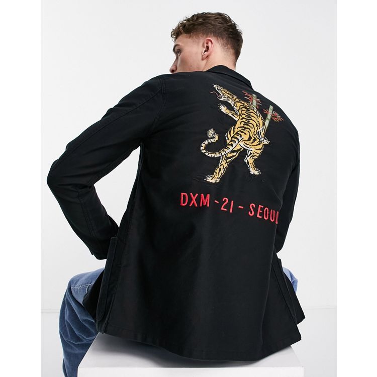 Deus Ex Machina P-41 embroidered overshirt in black