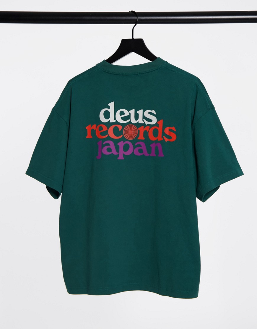 Deus Ex Machina Records strata t-shirt in teal green