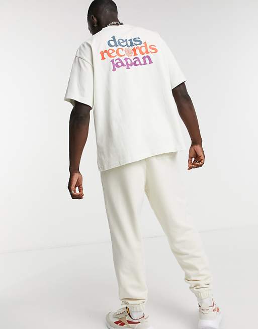 Deus Ex Machina Records strata t-shirt in white Deus Ex Machina Records strata t-shirt in white
