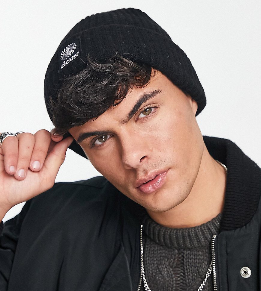 recs knit beanie in black Exclusive to ASOS