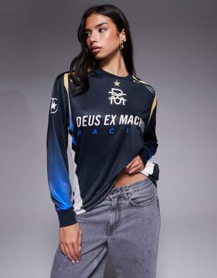 Deus Ex Machina - Renegade - Langärmliges Motocross-Trikot in Schwarz