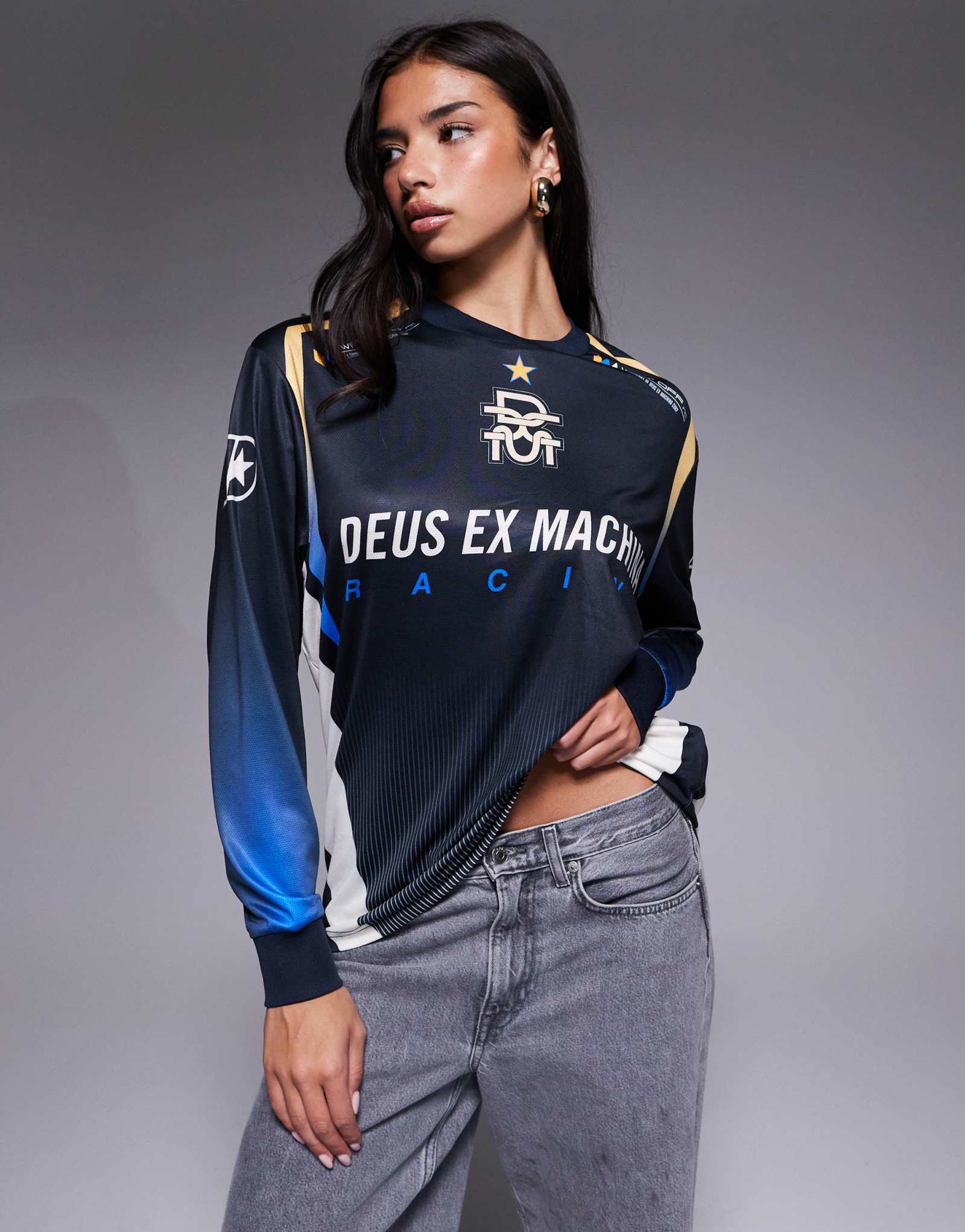 Черный топ с длинным рукавом Deus Ex Machina renegade moto