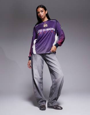 Deus Ex Machina Renegade Moto Long Sleeve Top In Purple