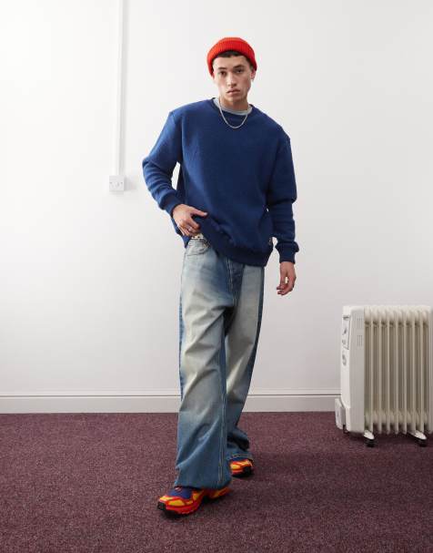 Deus Ex Machina Reo textured fleece jumper in blue - view 1