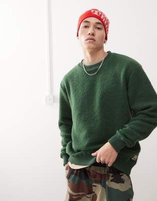 reo textured fleece sweater in green