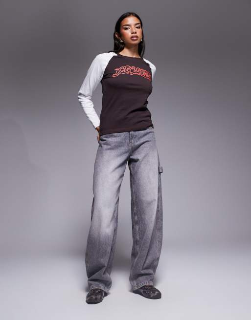 Deus Ex Machina - Rocca - Maglietta marrone con maniche raglan lunghe bianche, 2 di 4