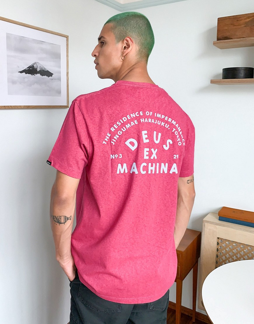 Deus Ex Machina - Roller - T-shirt met tokyo adresprint op de achterkant in roze