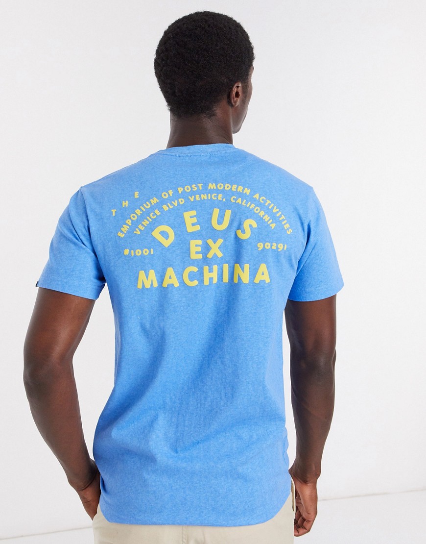 Deus Ex Machina roller venice address back print t-shirt in blue