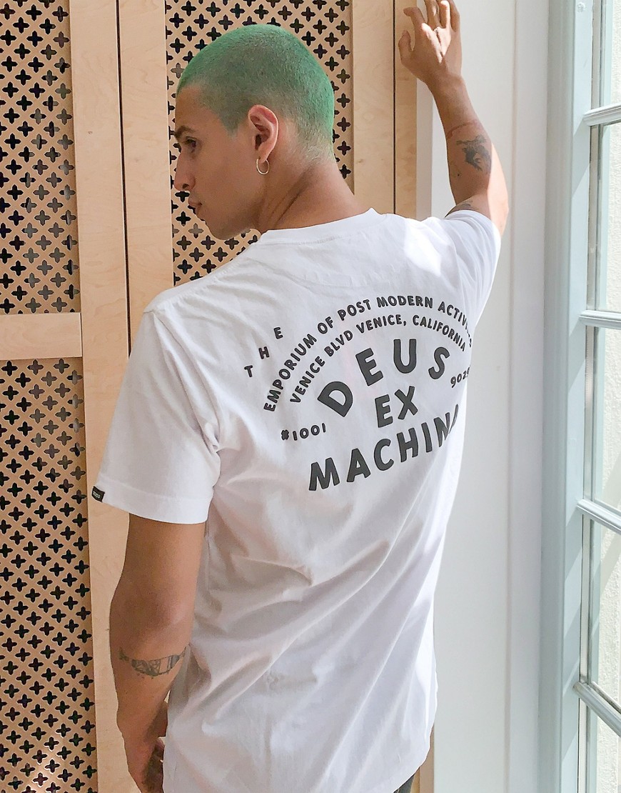 Deus Ex Machina roller venice address back print t-shirt in white